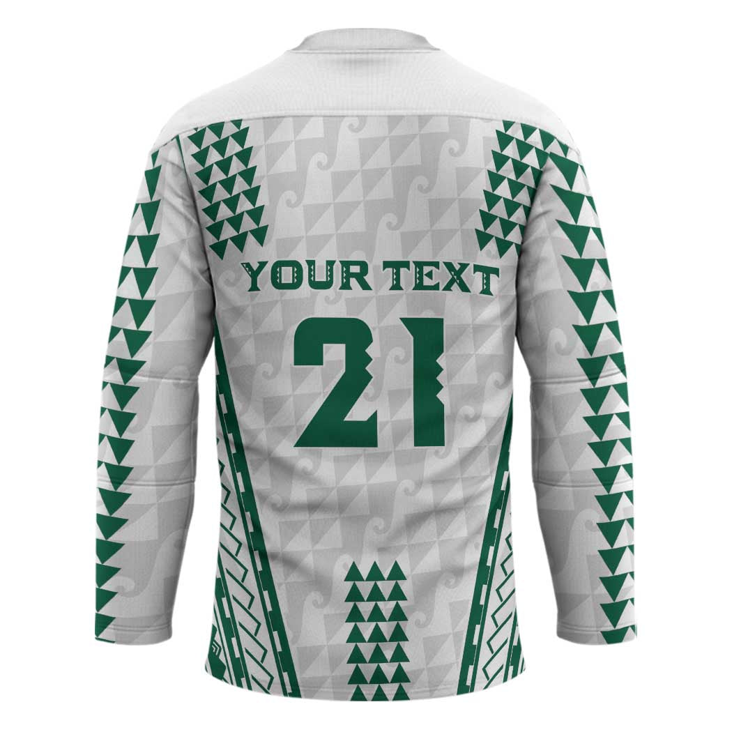 Polynesian Hawaii Volleyball Custom Hockey Jersey White Kakau with Map Motif LT9 - Polynesian Pride