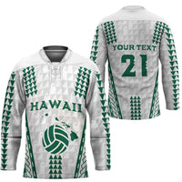 Polynesian Hawaii Volleyball Custom Hockey Jersey White Kakau with Map Motif LT9 - Polynesian Pride