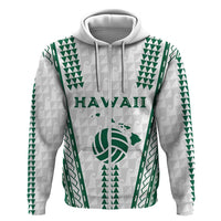 Polynesian Hawaii Volleyball Custom Hoodie White Kakau with Map Motif LT9 Zip Hoodie White - Polynesian Pride