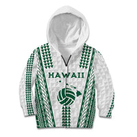 Polynesian Hawaii Volleyball Custom Kid Hoodie White Kakau with Map Motif LT9 Zip Hoodie White - Polynesian Pride