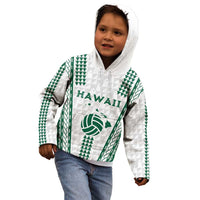 Polynesian Hawaii Volleyball Custom Kid Hoodie White Kakau with Map Motif LT9 - Polynesian Pride