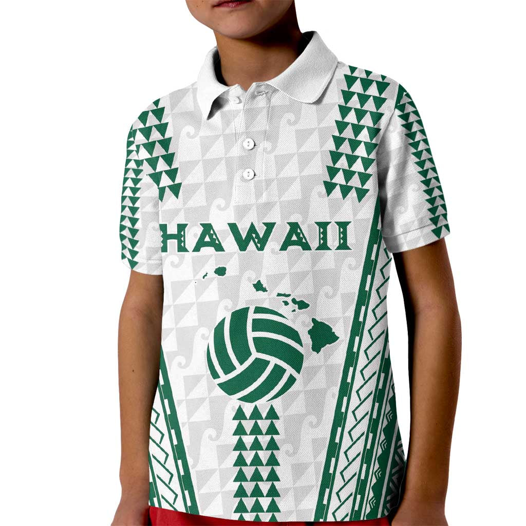 Polynesian Hawaii Volleyball Custom Kid Polo Shirt White Kakau with Map Motif LT9 Kid White - Polynesian Pride