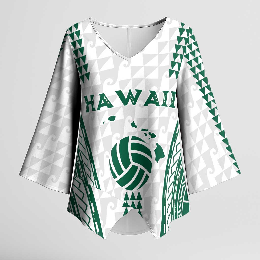 Polynesian Hawaii Volleyball Custom Kimono Sleeve Blouse White Kakau with Map Motif LT9 Female White - Polynesian Pride