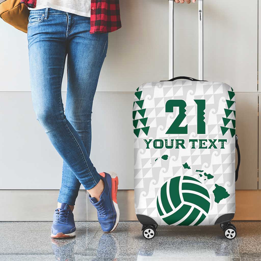 Polynesian Hawaii Volleyball Custom Luggage Cover White Kakau with Map Motif LT9 - Polynesian Pride