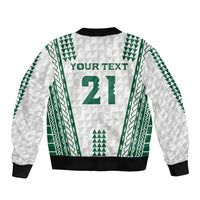 Polynesian Hawaii Volleyball Custom Sleeve Zip Bomber Jacket White Kakau with Map Motif LT9 - Polynesian Pride
