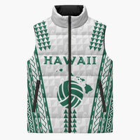 Polynesian Hawaii Volleyball Custom Sleeveless Puffer Jacket White Kakau with Map Motif LT9 Unisex White - Polynesian Pride