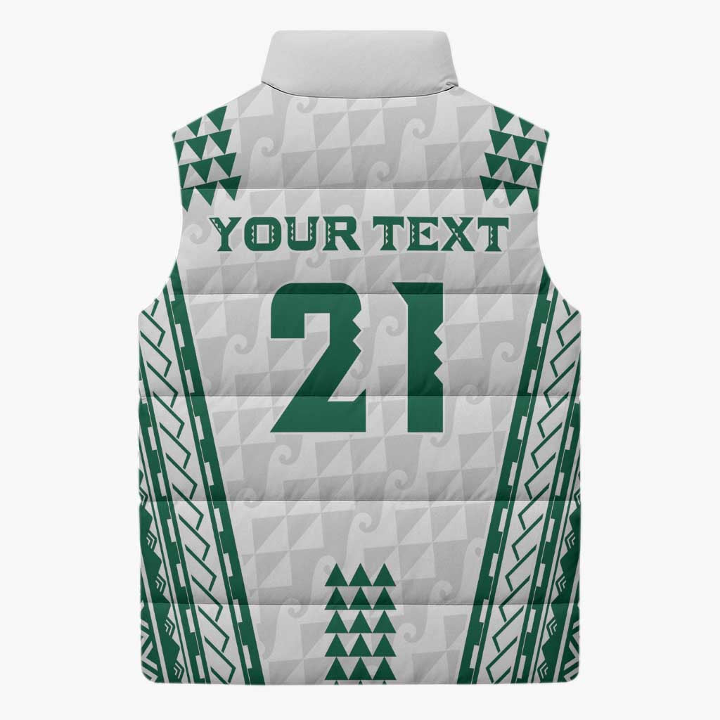 Polynesian Hawaii Volleyball Custom Sleeveless Puffer Jacket White Kakau with Map Motif LT9 - Polynesian Pride