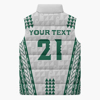 Polynesian Hawaii Volleyball Custom Sleeveless Puffer Jacket White Kakau with Map Motif LT9 - Polynesian Pride