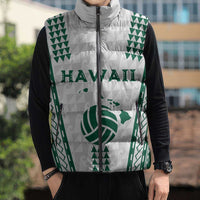 Polynesian Hawaii Volleyball Custom Sleeveless Puffer Jacket White Kakau with Map Motif LT9 - Polynesian Pride