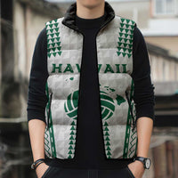 Polynesian Hawaii Volleyball Custom Sleeveless Puffer Jacket White Kakau with Map Motif LT9 - Polynesian Pride