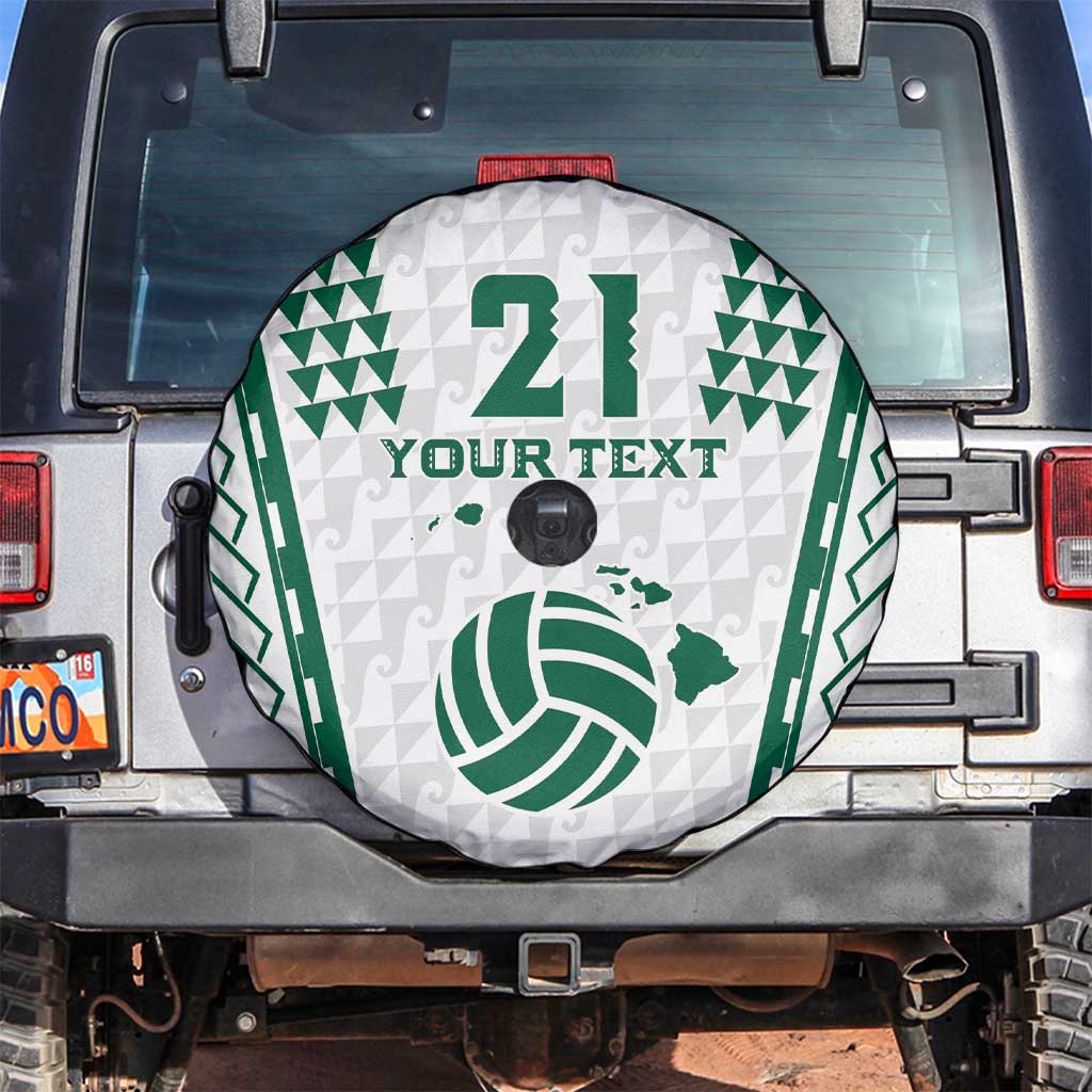 Polynesian Hawaii Volleyball Custom Spare Tire Cover White Kakau with Map Motif LT9 White - Polynesian Pride