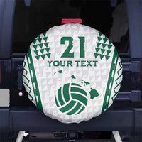 Polynesian Hawaii Volleyball Custom Spare Tire Cover White Kakau with Map Motif LT9 No hole White - Polynesian Pride
