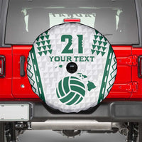 Polynesian Hawaii Volleyball Custom Spare Tire Cover White Kakau with Map Motif LT9 - Polynesian Pride