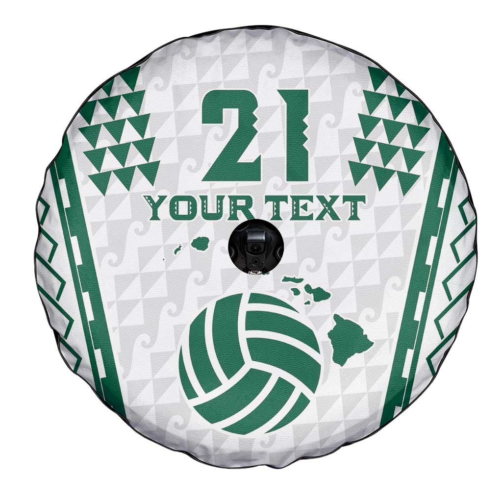 Polynesian Hawaii Volleyball Custom Spare Tire Cover White Kakau with Map Motif LT9 - Polynesian Pride