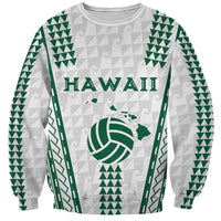Polynesian Hawaii Volleyball Custom Sweatshirt White Kakau with Map Motif LT9 Unisex White - Polynesian Pride