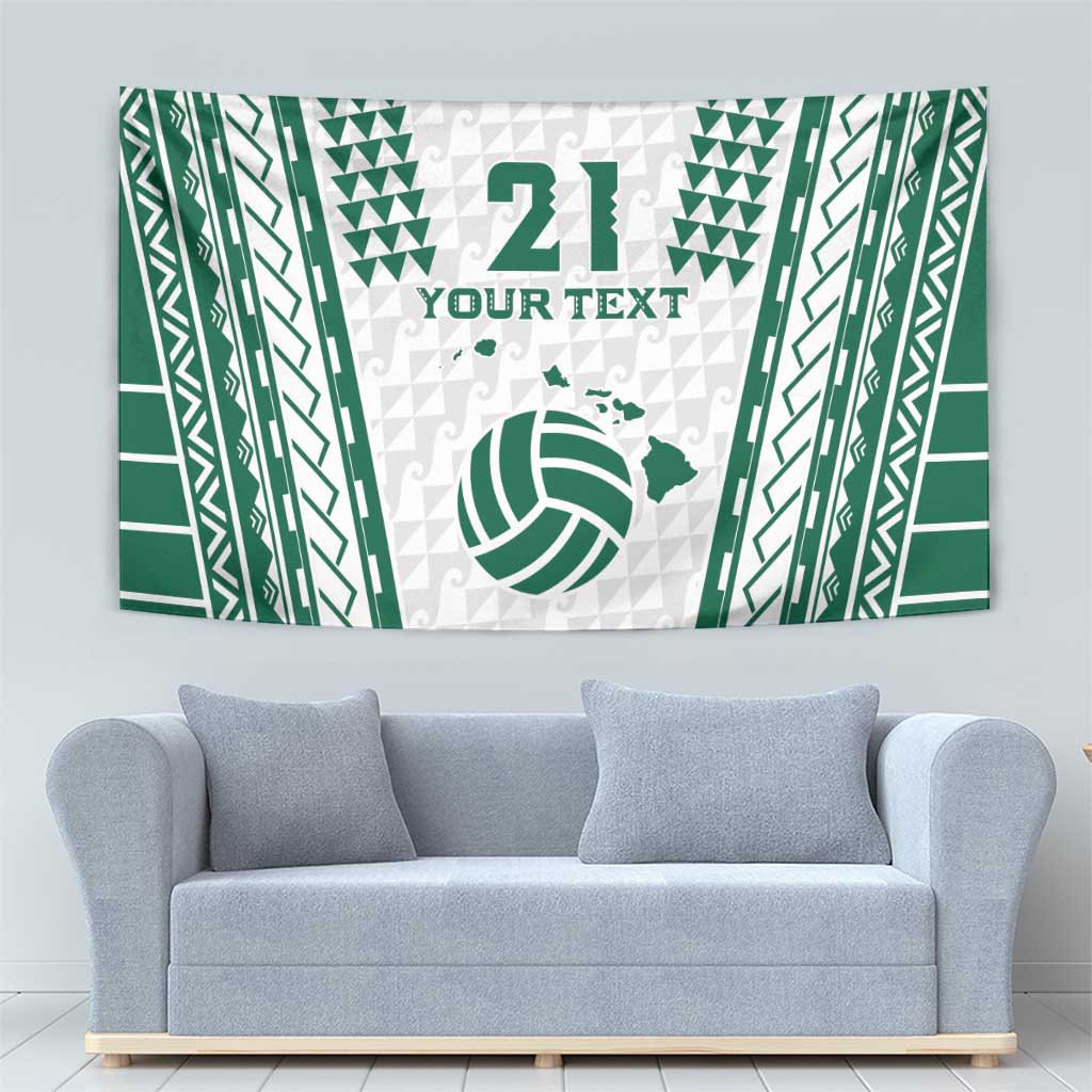 Polynesian Hawaii Volleyball Custom Tapestry White Kakau with Map Motif LT9 - Polynesian Pride
