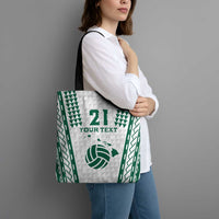 Polynesian Hawaii Volleyball Custom Tote Bag White Kakau with Map Motif LT9 - Polynesian Pride