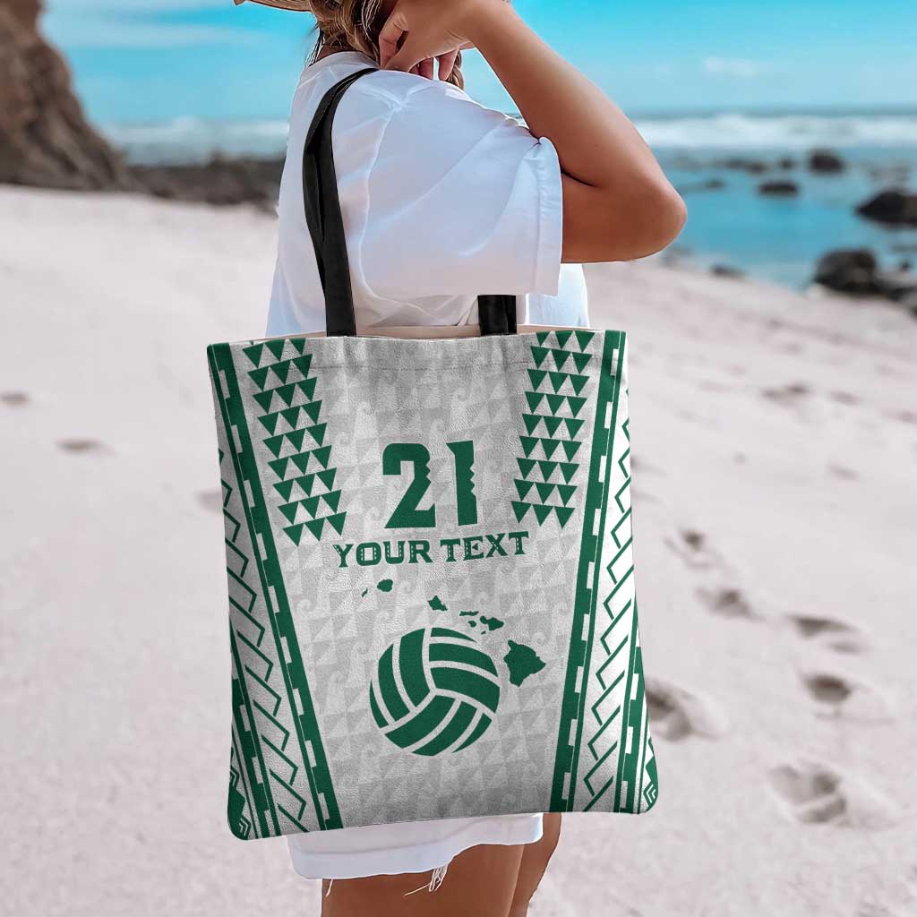 Polynesian Hawaii Volleyball Custom Tote Bag White Kakau with Map Motif LT9 - Polynesian Pride