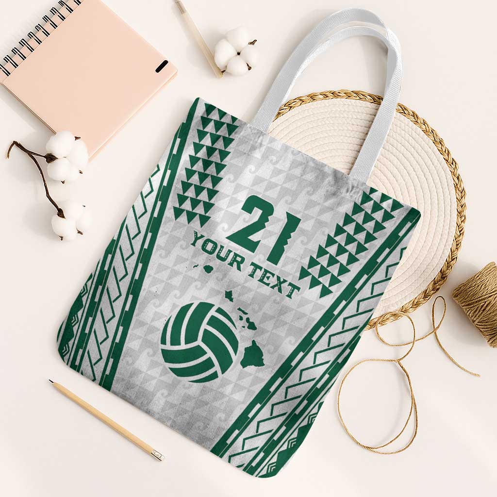Polynesian Hawaii Volleyball Custom Tote Bag White Kakau with Map Motif LT9 White Strap One Size White - Polynesian Pride