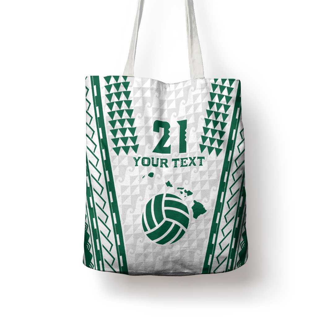 Polynesian Hawaii Volleyball Custom Tote Bag White Kakau with Map Motif LT9 - Polynesian Pride