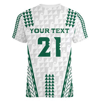 Polynesian Hawaii Volleyball Custom Women V-Neck T-Shirt White Kakau with Map Motif LT9 - Polynesian Pride