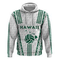 Polynesian Hawaii Volleyball Custom Zip Hoodie White Kakau with Map Motif LT9 Pullover Hoodie White - Polynesian Pride