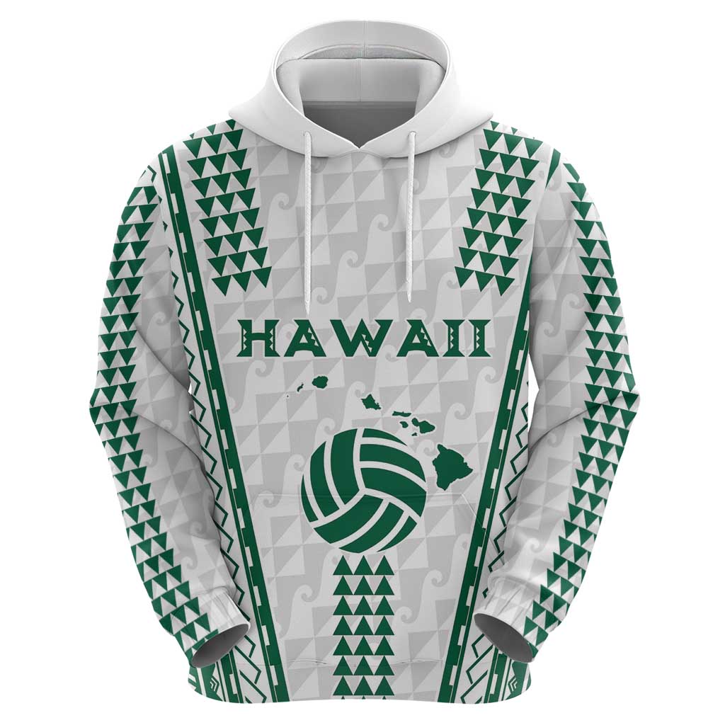 Polynesian Hawaii Volleyball Custom Zip Hoodie White Kakau with Map Motif LT9 - Polynesian Pride