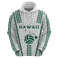 Polynesian Hawaii Volleyball Custom Zip Hoodie White Kakau with Map Motif LT9 - Polynesian Pride