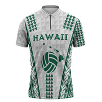 Polynesian Hawaii Volleyball Custom Zipper Polo Shirt White Kakau with Map Motif LT9 White - Polynesian Pride
