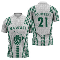 Polynesian Hawaii Volleyball Custom Zipper Polo Shirt White Kakau with Map Motif LT9 - Polynesian Pride