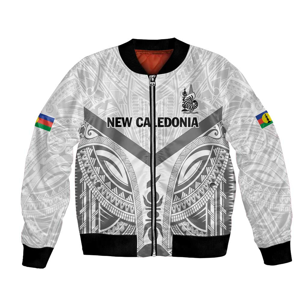 New Caledonia Football Custom Bomber Jacket Go Champions Les Cagous LT9 Unisex White - Polynesian Pride