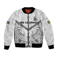New Caledonia Football Custom Bomber Jacket Go Champions Les Cagous LT9 Unisex White - Polynesian Pride