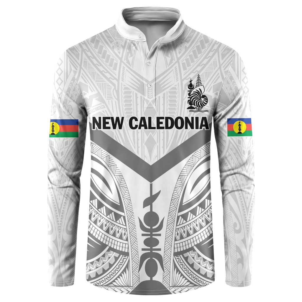 New Caledonia Football Custom Button Sweatshirt Go Champions Les Cagous LT9 White - Polynesian Pride