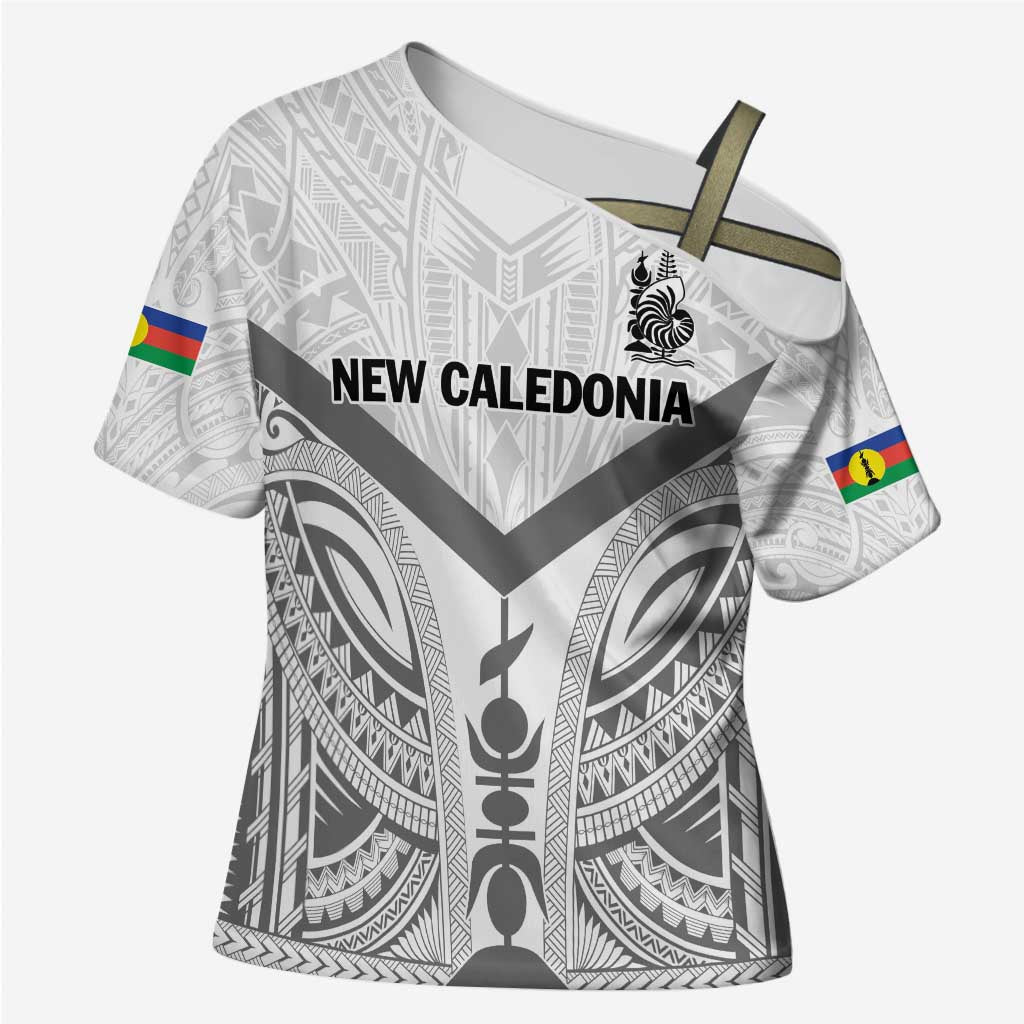 New Caledonia Football Custom Cross Shoulder Shirt Go Champions Les Cagous LT9 Female White - Polynesian Pride