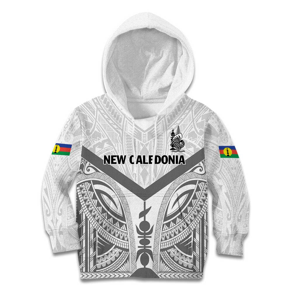 New Caledonia Football Custom Kid Hoodie Go Champions Les Cagous LT9 Hoodie White - Polynesian Pride