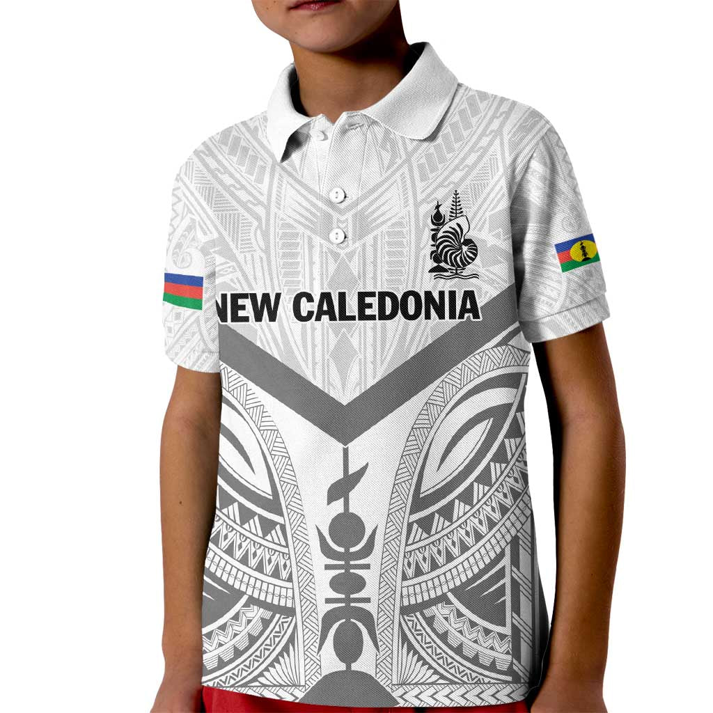 New Caledonia Football Custom Kid Polo Shirt Go Champions Les Cagous LT9 Kid White - Polynesian Pride