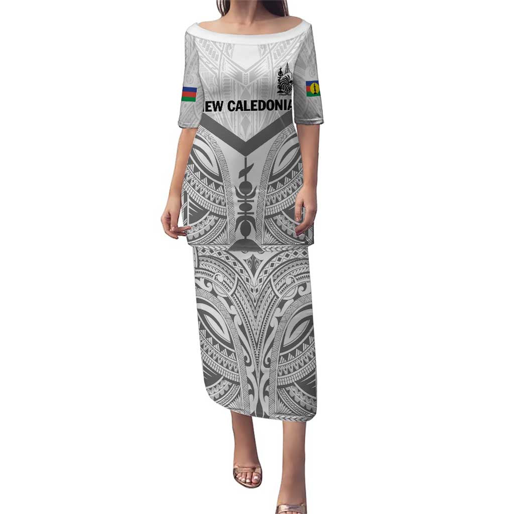 New Caledonia Football Custom Puletasi Go Champions Les Cagous LT9 Long Dress White - Polynesian Pride