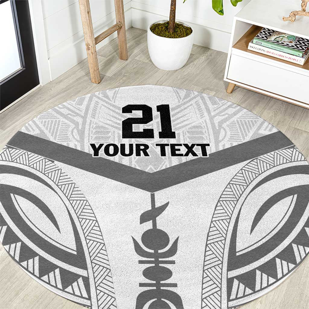 New Caledonia Football Custom Round Carpet Go Champions Les Cagous LT9 White - Polynesian Pride