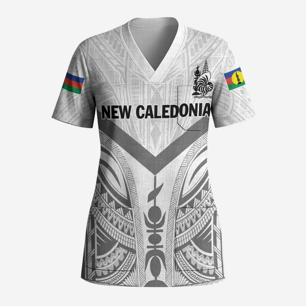New Caledonia Football Custom Scrub Top Go Champions Les Cagous LT9 Adult White - Polynesian Pride