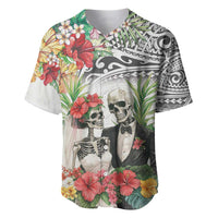 Skeleton Love for Valentines Day Baseball Jersey Polynesian Tribal Love Forever LT9 White - Polynesian Pride