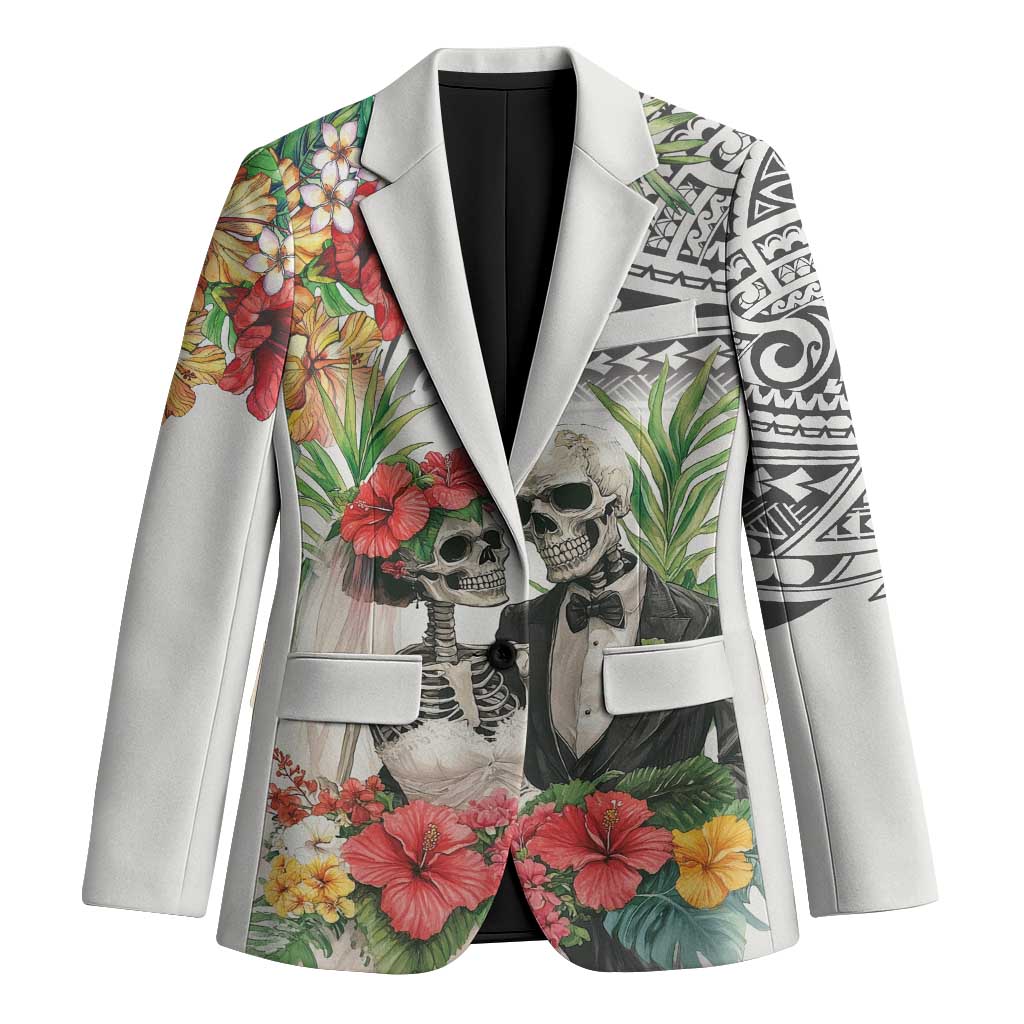 Skeleton Love for Valentines Day Blazer Polynesian Tribal Love Forever LT9 Unisex White - Polynesian Pride