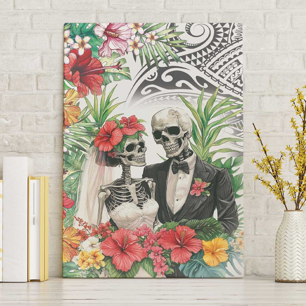 Skeleton Love for Valentines Day Canvas Wall Art Polynesian Tribal Love Forever LT9 Without Frame White - Polynesian Pride