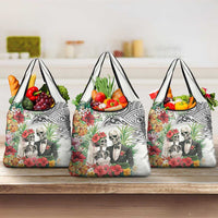 Skeleton Love for Valentines Day Grocery Bag Polynesian Tribal Love Forever LT9 3-pack One Size White - Polynesian Pride