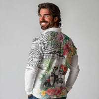 Skeleton Love for Valentines Day Long Sleeve Polo Shirt Polynesian Tribal Love Forever LT9 - Polynesian Pride