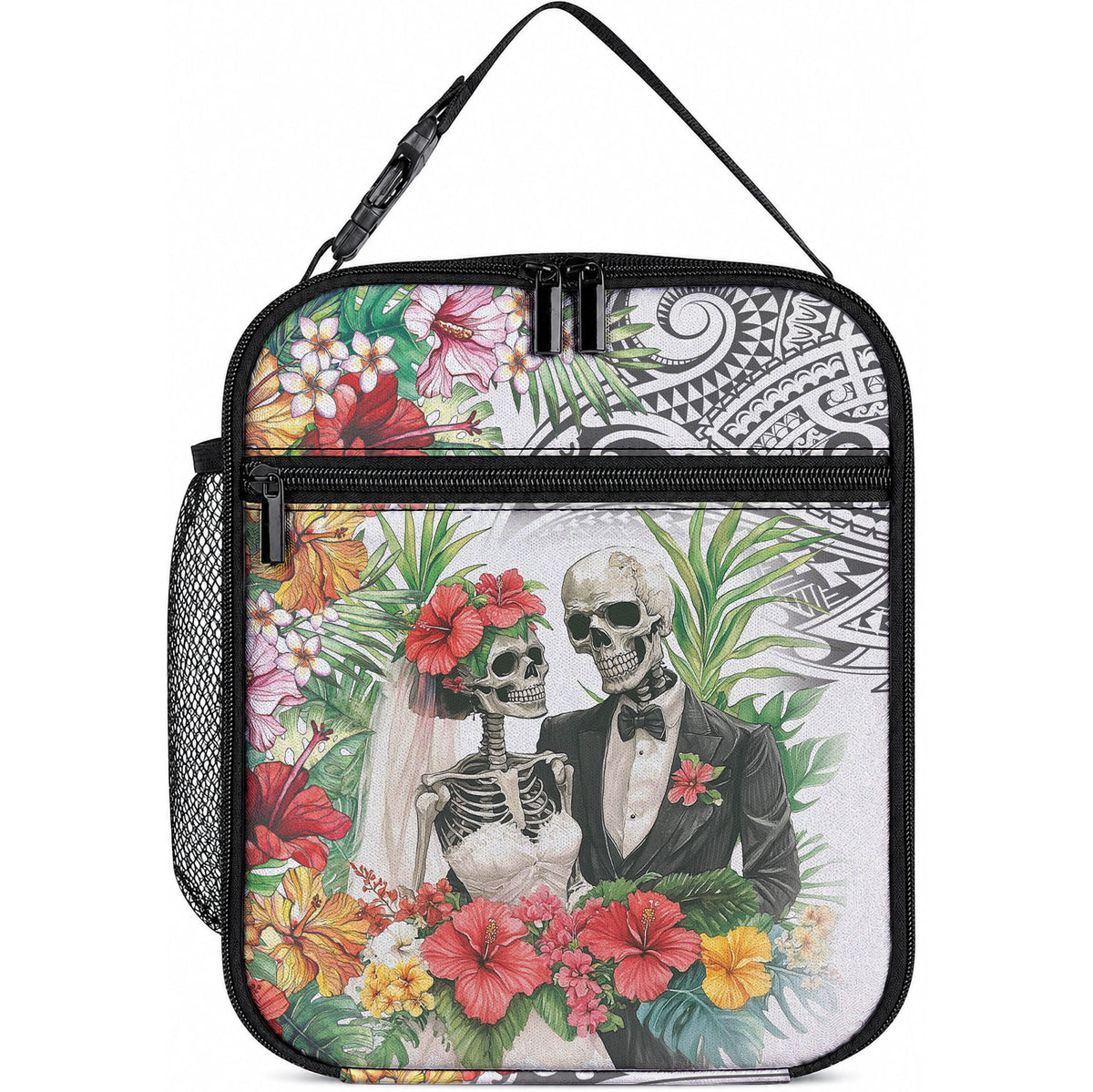 Skeleton Love for Valentine’s Day Lunch Bag Polynesian Tribal Love Forever LT9 10.2 × 8.3 × 4.3 inch White - Polynesian Pride