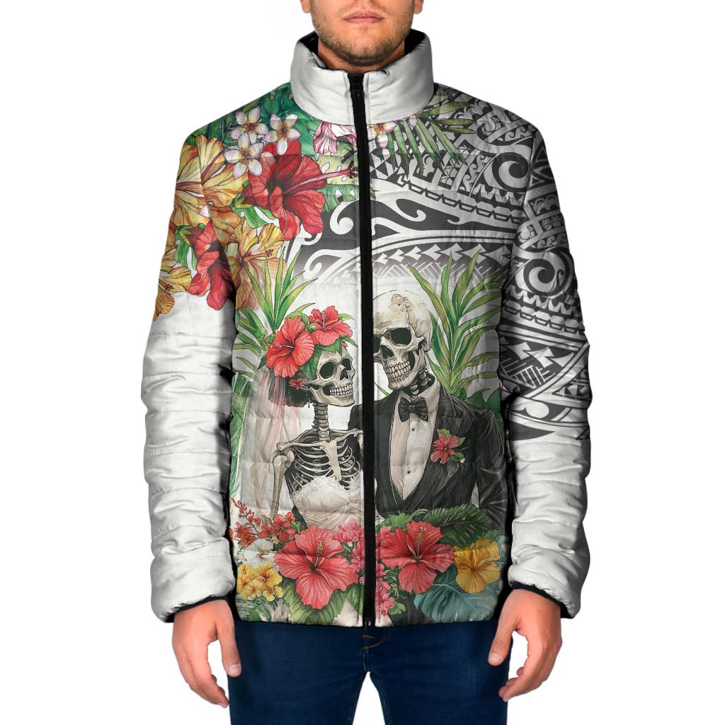 Skeleton Love for Valentines Day Padded Jacket Polynesian Tribal Love Forever LT9 Men White - Polynesian Pride