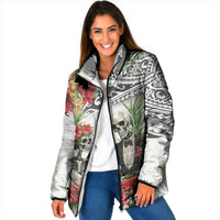 Skeleton Love for Valentines Day Padded Jacket Polynesian Tribal Love Forever LT9 Women White - Polynesian Pride