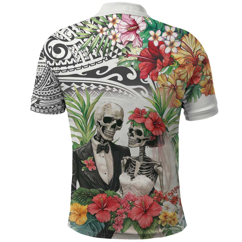 Skeleton Love for Valentines Day Polo Shirt Polynesian Tribal Love Forever LT9 - Polynesian Pride