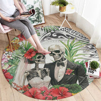 Skeleton Love for Valentines Day Round Carpet Polynesian Tribal Love Forever LT9 - Polynesian Pride