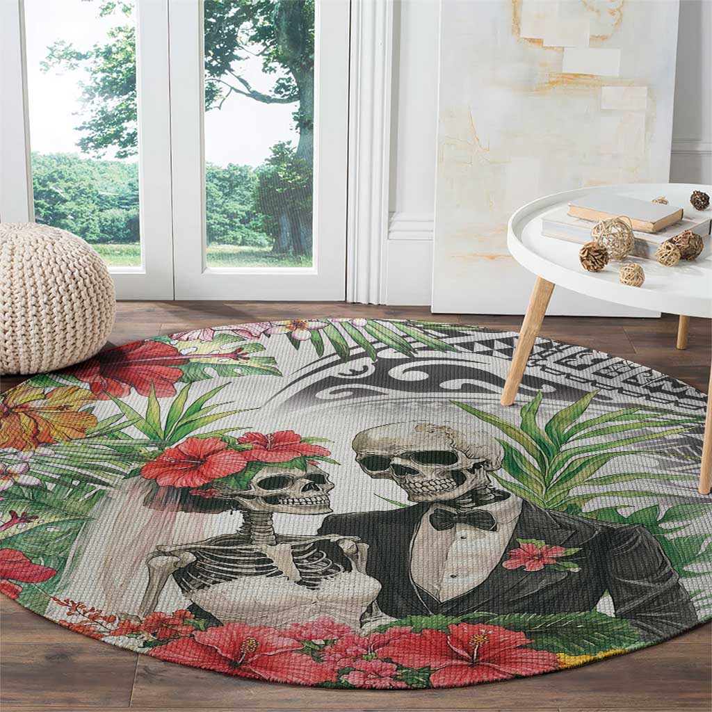 Skeleton Love for Valentines Day Round Carpet Polynesian Tribal Love Forever LT9 - Polynesian Pride